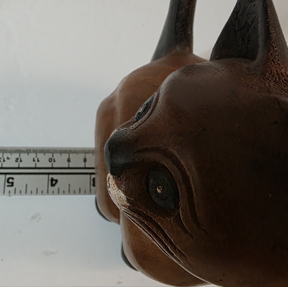 Vintage Wooden Cat Figurine Hand Carved - Picture 8 of 9